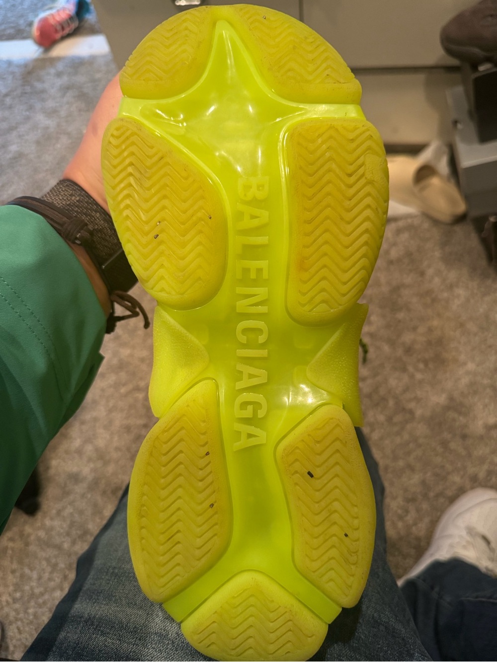 Balenciaga Neon Yellow Triple S Sneakers - Picture 5 of 5